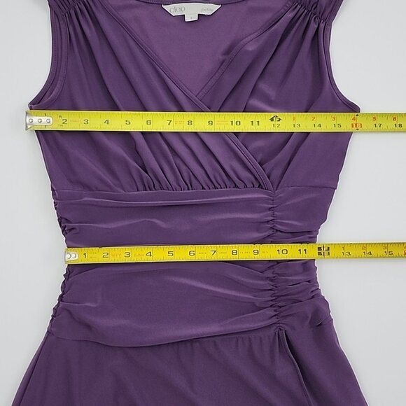 Cleo Petite Formal V Neck Sleeveless Dress Purple Ruched Waist Drapy Size 8 - Picture 12 of 13